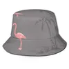 Berets Cinessd Fashion Bucket Hats Fisherman Caps For Women Men Gorras Summer Charcoal Pink Flamingo