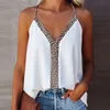 Kobiety z czołgów seksowne głębokie rękawie w szyku w stylu kasety swobodne kobiety Camisole Streetwear Summer Leopard Print Ladies Top Kamizelka 220514