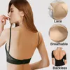 Reggiseno sexy senza schienale in pizzo stampato biancheria intima sottile con schienale basso in rete reggiseno push up Bralette Hollow Crop Top Deep U reggiseni invisibili 220519