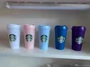 2022 Starbucks 24oz/710ml Plastic Mugs Tumbler Reusable Clear Drinking Flat Bottom Pillar Shape Lid Straw Cups mug The new hot product for factory direct sale ABKT