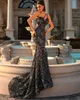 Черная русалка выпускная платья Saudi Arabia Sequin Sexy Sexy Phoundly Evening Gowns Roy Formal Party Dress Sweep Train