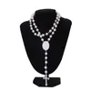 4 couleurs collier de sublimation pendentif de transfert de chaleur collier de perles de chapelet croix jésus pendentifs en métal FY5342 ss0113