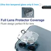 Protezione per obiettivo della fotocamera posteriore antigraffio 3D HD trasparente in vetro temperato con cerchio flash per iPhone 14 13 12 Mini 11 Pro Max