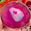 Dekorativa objekt Figurer 40-50G Red Crystal Agate Slab Geode Slice Mineral 65mm