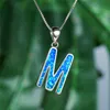 Pendant Necklaces Cute Female White Opal Necklace Charm Silver Color Chain For Women Boho Letter M Wedding NecklacePendant