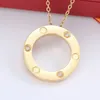 Classic Design Big CZ Circle Pendant Necklace 18K Rose Gold Plating Stainless Steel Necklaces