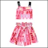 Roupas conjuntos infantis garotas roupas infantis topsandlove letra shorts de impressão 2pcs/set butique de moda de verão mxhome dh7tj