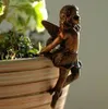 エンジェルガールハンギングカップ樹脂の装飾妖精のコンビネーション花バスケットエッジの庭のデザイン植物ポットハガー装飾品220531