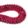 Outros 1strand/lot stone natural rosa vermelho tigre olho agat redonda contas soltas Material de pulseira diy para jóias fazendo Edwi22