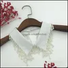 Papillon Accessori moda Donna Colletto finto bianco Perline fatte a mano Camicia tinta unita staccabile Camicetta finta Top Vestid Dhgy9