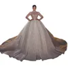 Dubai Arabska suknia balowa suknie ślubne plus wielkości wysoka szyja długie rękawie SZKOŁA SZTUKA BLING BLING Luksusowe cekiny z koralików