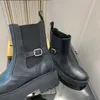 Designerstiefel mit Schnalle, geschnürt, oberschenkelhohe Stiefel, Wüstenritterstiefel, sperrige kurze Martin-Stiefel aus echtem Leder für Damen, 5,5-cm-Plateaustiefel mit Box Nr. 397