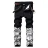 Heren Jeans Hip Hop Skinny Heren Patchwork Kleur Zwart En Wit Gescheurde Broek Rits Coating Casual Denim Broek Heren Heren Heren