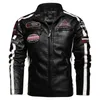 Hommes hiver veste en cuir Vintage broderie moto Biker PU vestes en cuir mode mince polaire chaud Bomber manteau mâle 220816