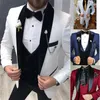 Fashion White Men's Wedding Suit 3 Pieces Slim Fit Groom Dinner Prom Tuxedo skräddarsydda blazrar för män man jacka väst pan2302