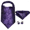 Fliegen Hi-Tie Seide Herren Ascot Krawatte Einstecktuch Manschettenknöpfe Set Krawatte Ascots Scrunch Self Britischer Stil Gentleman Kleid Schals PartyB