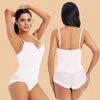 Bracket White Bodysuit Women Shapers Stretch Solid Color Silky Underwear Body Shapewear L220802