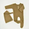 2 PCS Mohair Baby Romper Hatセット新生児のPographyPropsニットウールボディースーツロングテールキャップキット幼児衣装T22072737316703510838