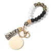 Puce en bois porte-clés fête Silicone perlé Bracelet porte-clés bois perles Bracelet porte-clés femmes bijoux artisanat cadeau de693