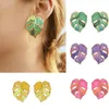 Dangle & Chandelier Fashion Flower Leafs Earrings Female Enamel Green Plant Statement Drop For Women Party Jewelry GiftsDangle