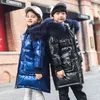 Jaquetas infantis de inverno para roupas para meninos, jaqueta brilhante engross