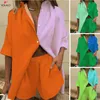 Chándales de mujer de manga larga con un solo pecho y pantalones cortos de pierna ancha Conjunto de moda para mujer Trajes de patchwork sexy Trajes de verano de 2 piezas para Wo