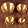 Tigela de bebida de bronze para martelo dourado espessado de tributo auspicioso 4 tamanhos gravando a copo de água benta Buda Bowl Home Decorativa Decorativa