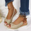 Fashion Buckle Peep Toe Women Sandals Wedges Comfort Lightweight High Heels Wear resistant Office Wedding 220608