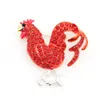 20 Pz/lotto All'ingrosso Personalizzato Spille Animale Spilla di Pollo Con Strass Rosso Pin Per La Decorazione/Regalo