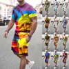 Chándales para hombre Ropa formal para hombre Traje de primavera y verano para hombre Conjunto de camisa con estampado deportivo de manga corta para la playa Pantalón de 2 piezas para hombre Nieve