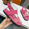 Designer tofflor Paseo Comfort Flat Sandal Women Sandaler Luxury Casual Shoes Platform Shoe Buckle Leather Loafers Denim Blue