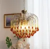 Neue klassische LED-Kronleuchter, Designer, kreativer Bernstein-Wassertropfen-Glas-Lampenschirm, Vintage-Kunst-Dekor-Beleuchtungskörper, AC 90–260 V