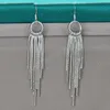 925 Sterling Silver Multi-line Tassel Dangle Brincos charme Mulheres jóias Moda de noivado de noivado de festas