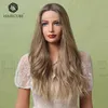 Nxy Wigs Style Front Lace Women's Split Light Brown Long Curly Wig Daily Application220530