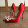 2022 Mode Noeud Papillon Chaussures Glitter Papillon Décor Femmes Soie Satin D Orsay Talons Hauts De Mariage De Mariée Partie Chaussure Élégant Dames Stilettos Nude Rouge Violet Noir