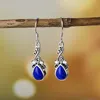 Balancent Lustre Boho Bleu Pierre Femmes Petites Boucles D'oreilles Goutte D'eau Boucle D'oreille Vintage Bijoux À La Mode Antique Couleur Argent 2022 DBE040Dangle Ch