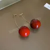 Fashion Red Fruit Dangle Earrings Girl Women Sweet Cherry Earrings Long Earring Temperament Jewelry Gift