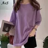 Koreanischen Stil Weibliches T-shirt Reine Farbe MXL Übergroßen Frauen Tops Harajuku Einfache Basic Tee Shirt Feminina Weiß Casual Oneck 220615