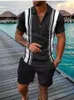 Geo Plaid Print Men Golf Golf Tracksuits Polo Swimming Leisure Summer Printing Dertts Flugy Casual Clatugion بالإضافة إلى حجم 3XL Poloshirt Tracksust Shirt Polos مجموعة قصيرة