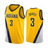 Maillot de basket-ball imprimé Isaiah Jackson Chris Duarte 3 bleu marine jaune rouge blanc gris couleur de l'équipe chemise respirante pour les fans de sport pur coton homme enfants femmes