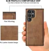 S24 Luxe Zakelijk Leren Achterkant Cases Voor Samsung S23 Ultra S22 U Galaxy S24 Plus Zachte TPU Heren Mode Hybride Hit Fijne Stiksels PU Leer Slimme Mobiele Telefoon Cover