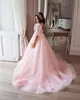 Blush rose fleur fille robe 2022 dentelle appliques tulle robe de bal enfant anniversaire formelle robe de soirée infantile enfant en bas âge parole longueur première communion baptême mariage bohème