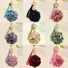 Keychain de Flor Rose para Mulheres Bolsa Romântica Pingente Charmos Pearl Tassel Teclador de Key Ring Jewelry Gifts