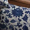 枕カバーヴィンテージブルーホワイト磁器枕カバーホーム装飾クッションフローラルリネンケースソファクッション220623