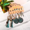 Bengelen kroonluchter vintge boho hollow bloem geometrie oorbellen set zomer groene zijden kwastje drop sieraden accessoires cadeausdangle