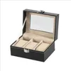 PU Leder Uhrenbox Schwarz Herren Aufbewahrungskoffer mit Fenster Schmuck Damen Geschenk Mode Display 220624