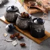 Storage Bottles & Jars Japanese-Style Seasoning Jar Combination Set Household Kitchen Salt Tank Box Ceramic Pepper