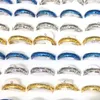 50 st/pack 4mm bredd vanlig rostfritt stål ring silver blå guld färg blandad storlek