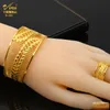 Aniid Dubai Fashion 24k Gold Ploked Bangles con anello Nigerian Wedding Bridal Luxury Charm Braccialetti Arabo Gioielli Regali 220726 220726