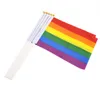 14X21cm Rainbow Flags With Flagpoles Handheld Rainbow Gay Lesbian Homosexual Transgender Pansexuality Bisexual LGBT Pride